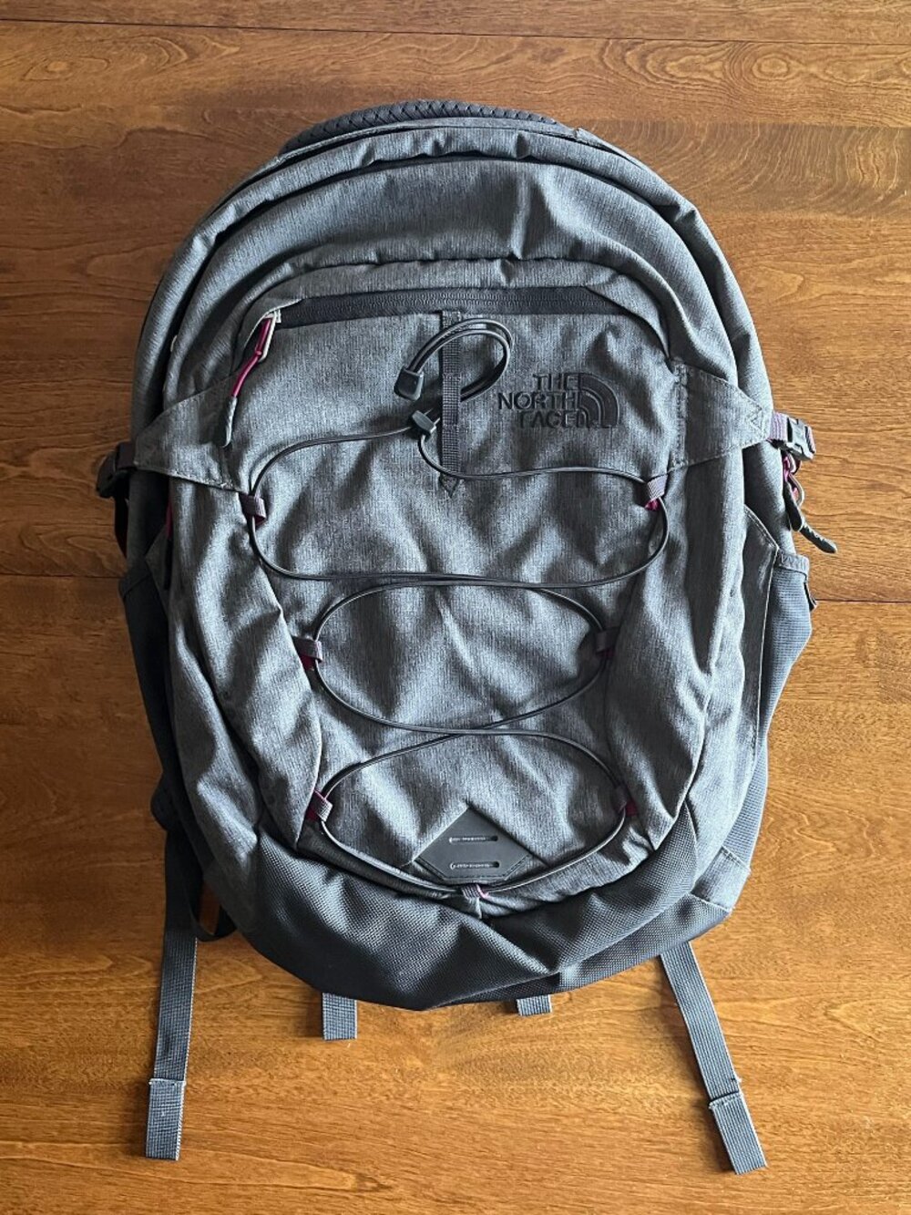 The North Face gray and magenta Borealis backpack